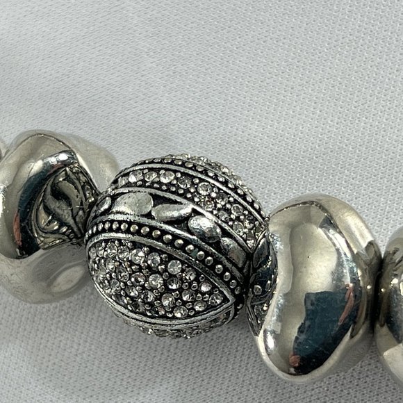 Chicos Silver Tone Beaded Necklace Rhinestones 22" Adjustable - Picture 7 of 11